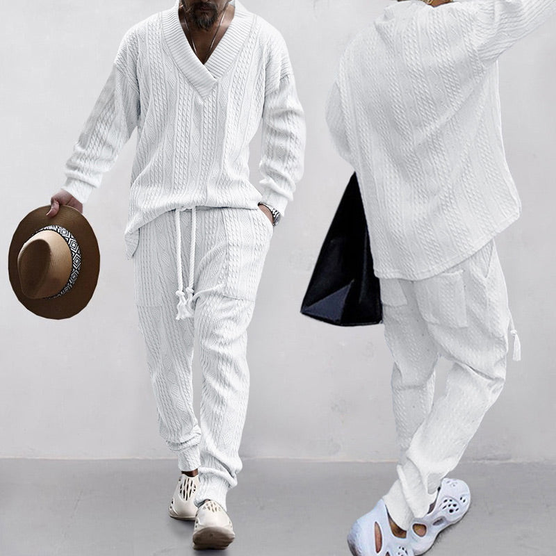 💥 Arrive aujourd'hui sans frais de livraison 💥 Ensemble 2 pièces pour homme composé d'un sweat-shirt baggy avec col en V et d'un pantalon de jogging