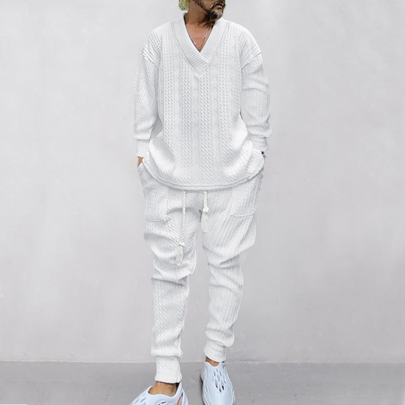 💥 Arrive aujourd'hui sans frais de livraison 💥 Ensemble 2 pièces pour homme composé d'un sweat-shirt baggy avec col en V et d'un pantalon de jogging