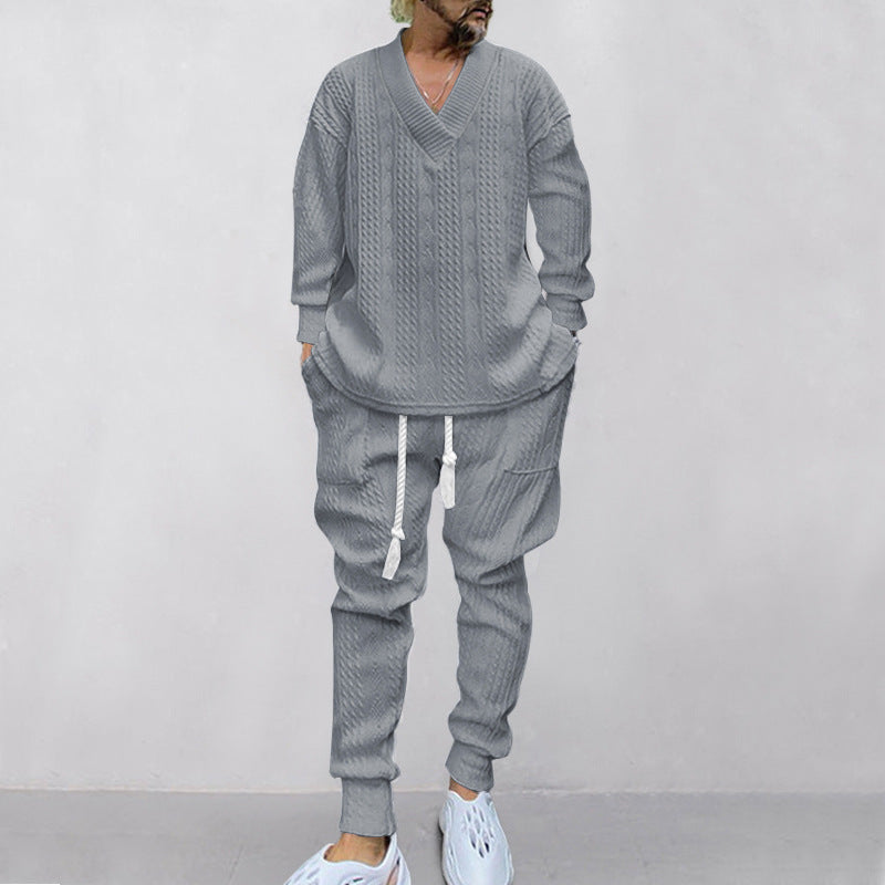 💥 Arrive aujourd'hui sans frais de livraison 💥 Ensemble 2 pièces pour homme composé d'un sweat-shirt baggy avec col en V et d'un pantalon de jogging
