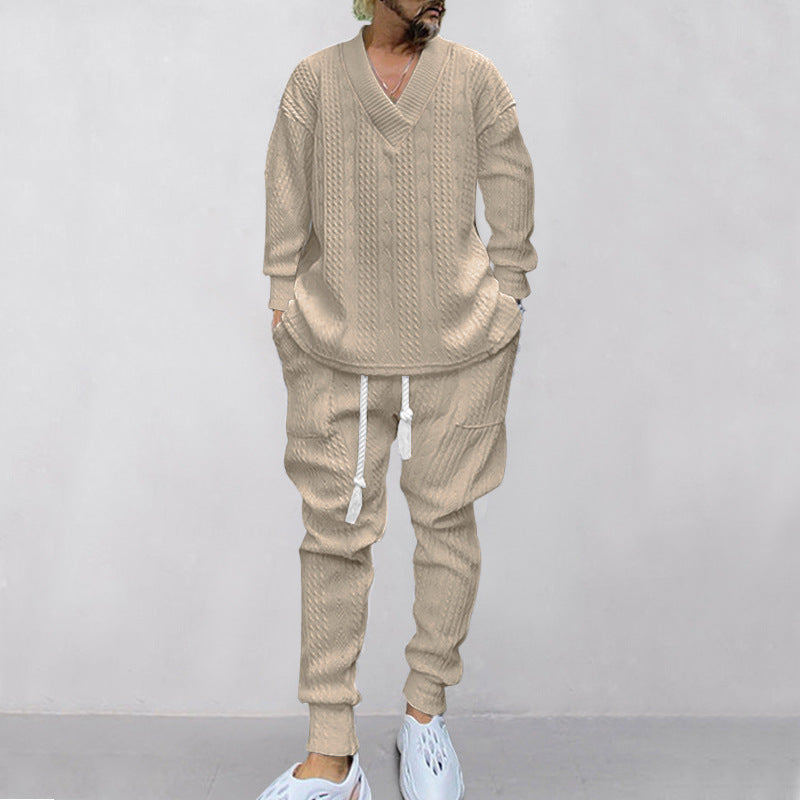 💥 Arrive aujourd'hui sans frais de livraison 💥 Ensemble 2 pièces pour homme composé d'un sweat-shirt baggy avec col en V et d'un pantalon de jogging