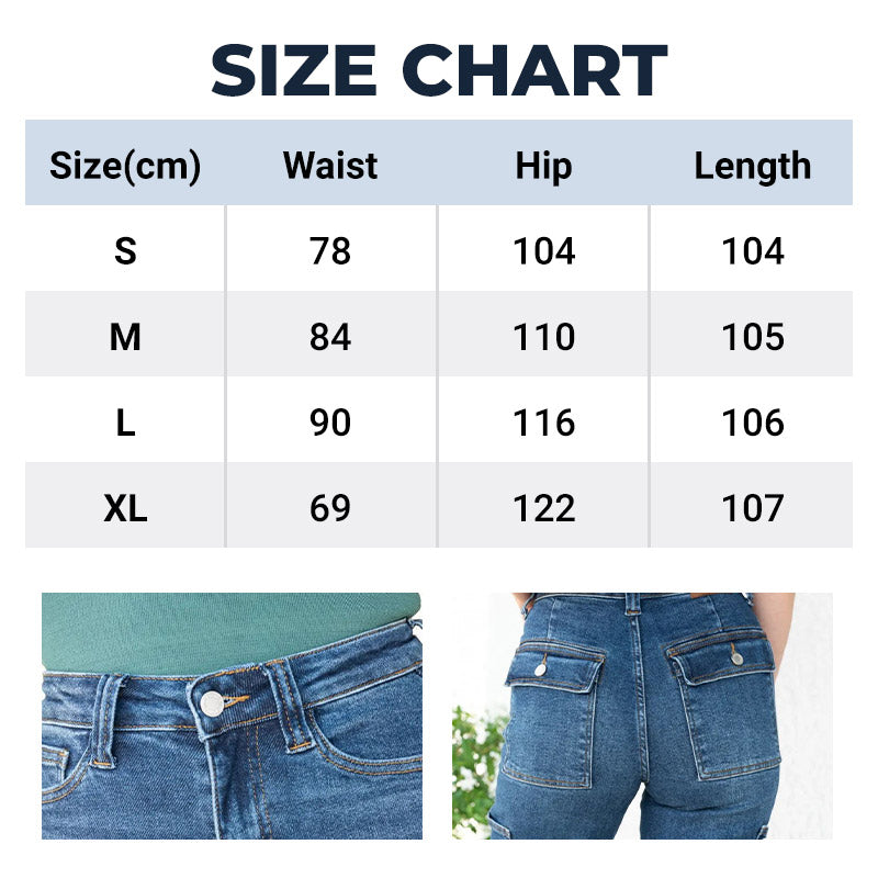 đ„VENTE Ă CHAUD 50% DE RĂDUCTIONđ„Jeans stretch cargo Ă jambe large et Ă taille haute pour femmes