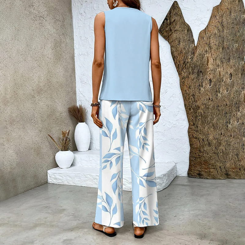 🔥Promotions de printemps🌺Tenue 2 pièces tendance pour femme, haut sans manches et pantalon(🔥54 % de réduction)