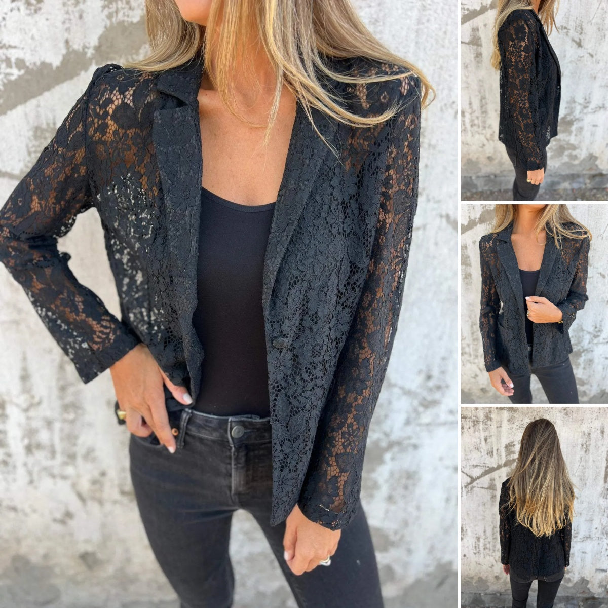 Blazer en Dentelle Intégrale et Maille
