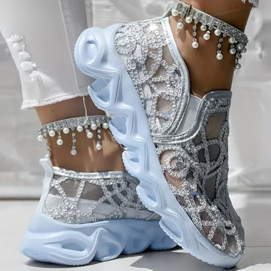 Mocassins brodés en maille pour l'été