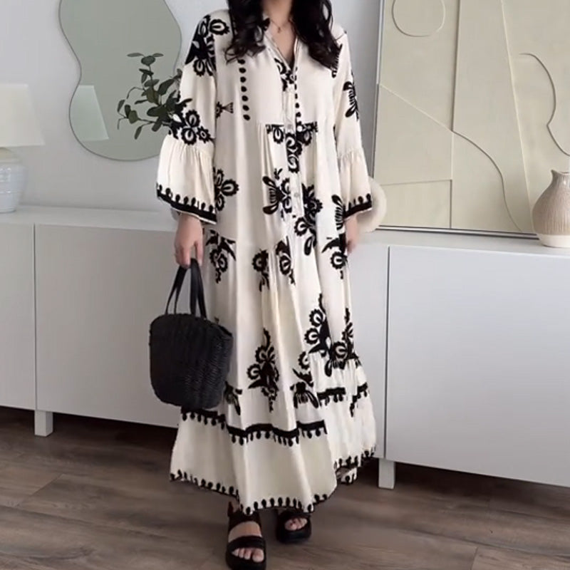Robe midi pour femme à la coupe ample et à l'ourlet volanté