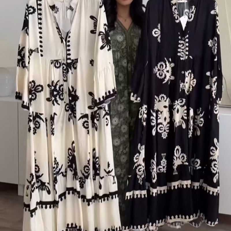 Robe midi pour femme à la coupe ample et à l'ourlet volanté