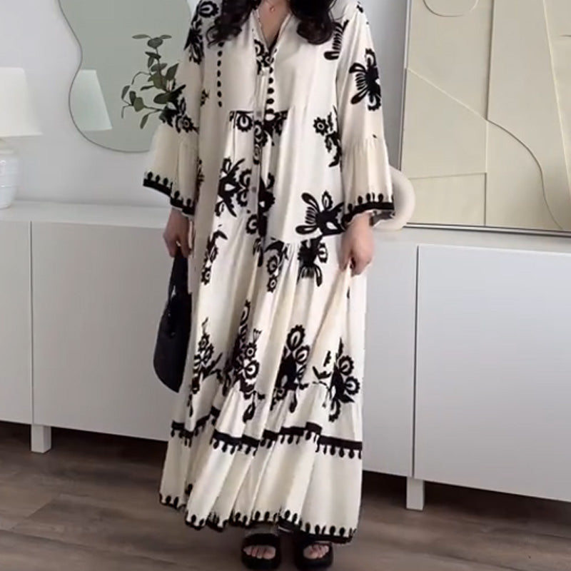 Robe midi pour femme à la coupe ample et à l'ourlet volanté