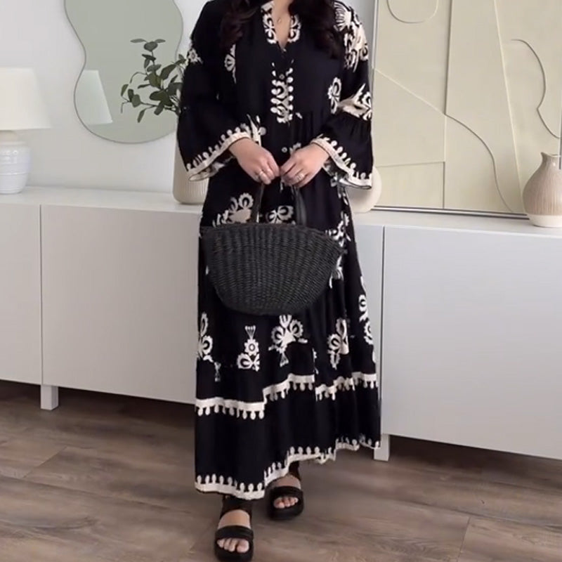 Robe midi pour femme à la coupe ample et à l'ourlet volanté