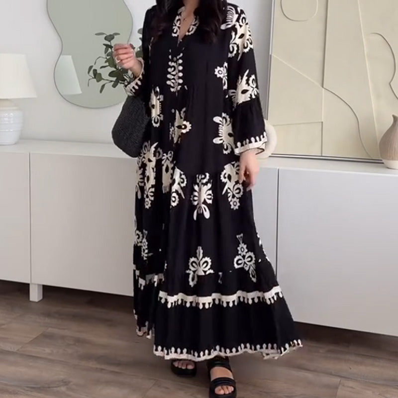 Robe midi pour femme à la coupe ample et à l'ourlet volanté