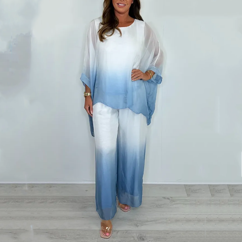 Ensemble top et pantalon ample et fluide Mesh Mix Dip Dye