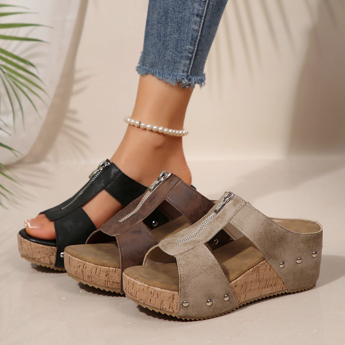 🔥 2025 New 50% off Hot Sale🔥 Sandales orthopédiques à bout ouvert et à talon compensé à la mode.