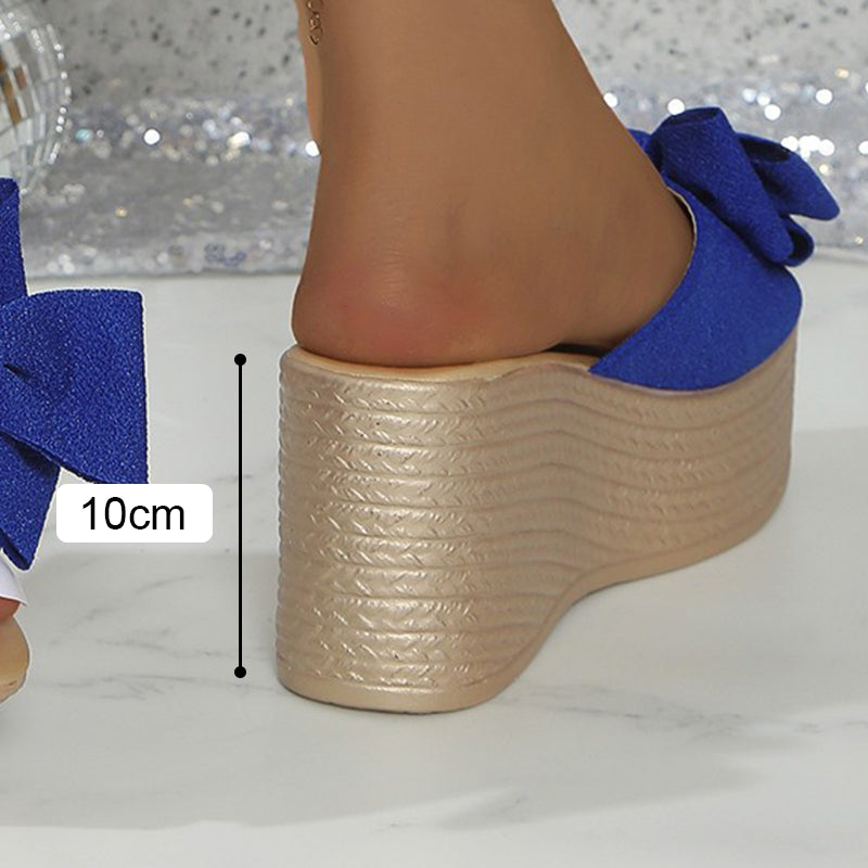 Chaussons pour femmes avec nœud et semelle épaisse