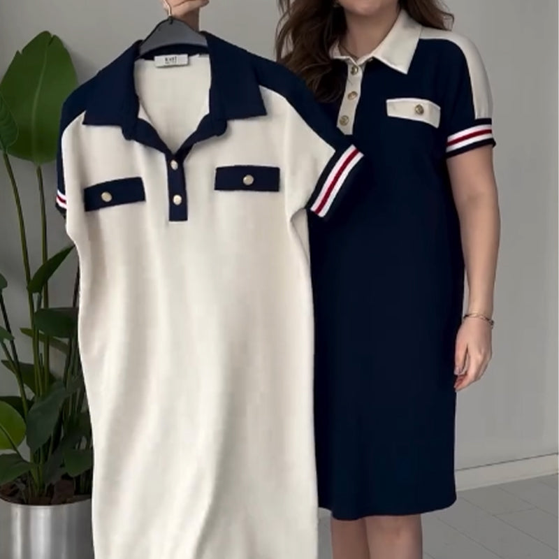 🎉💃2025 Nouvel été 😍 Robe femme décontractée et à la mode avec revers et manches courtes😍