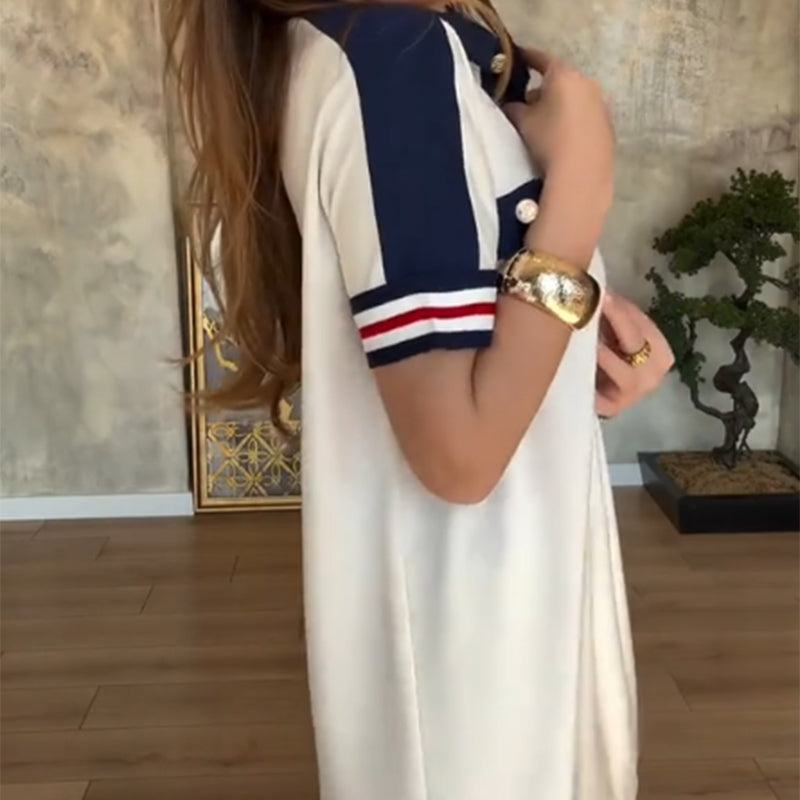 🎉💃2025 Nouvel été 😍 Robe femme décontractée et à la mode avec revers et manches courtes😍