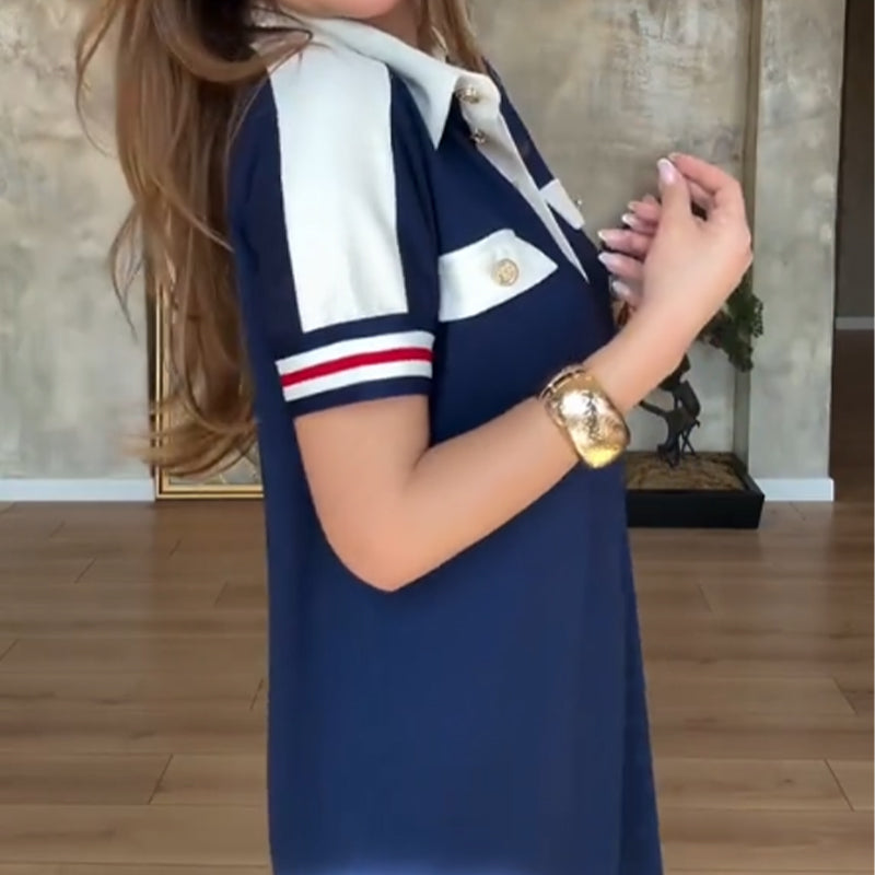 🎉💃2025 Nouvel été 😍 Robe femme décontractée et à la mode avec revers et manches courtes😍