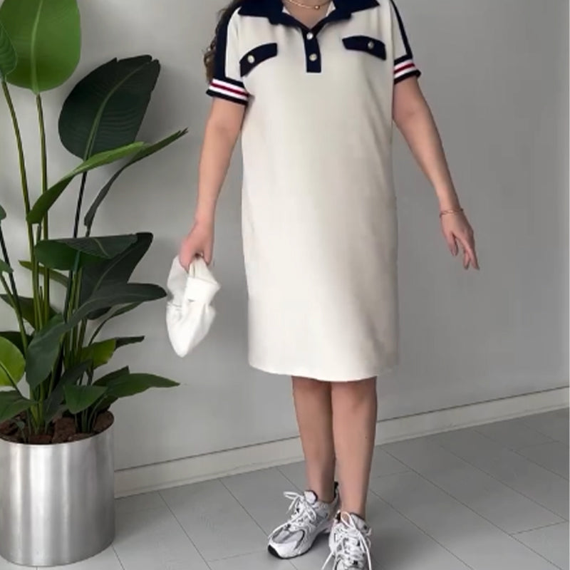 🎉💃2025 Nouvel été 😍 Robe femme décontractée et à la mode avec revers et manches courtes😍