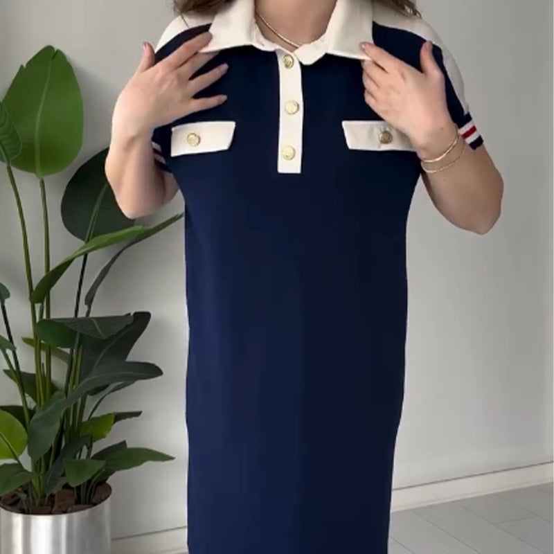 🎉💃2025 Nouvel été 😍 Robe femme décontractée et à la mode avec revers et manches courtes😍