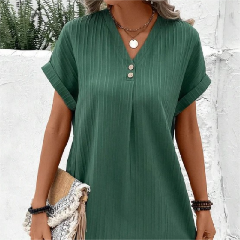 🍃Robe monochrome à col en V pour femmes🌷