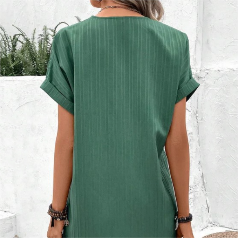 🍃Robe monochrome à col en V pour femmes🌷