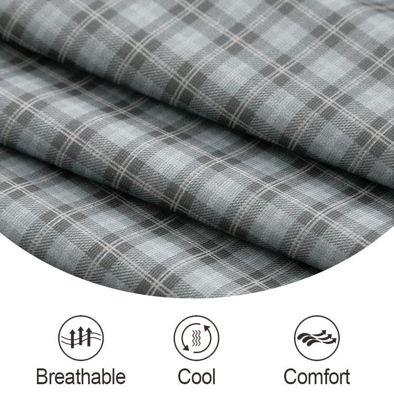 Chemise décontractée à manches courtes en tissu écossais pour hommes