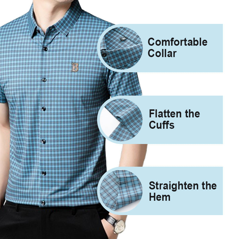 Chemise décontractée à manches courtes en tissu écossais pour hommes
