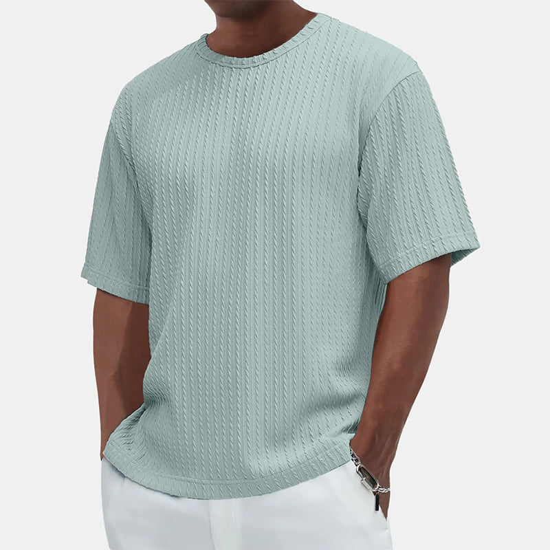 T-shirt texturé à col rond pour hommes Casual Versatile