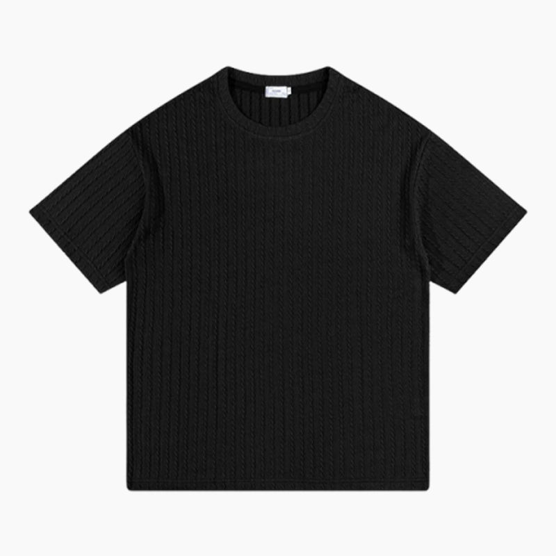 T-shirt texturé à col rond pour hommes Casual Versatile