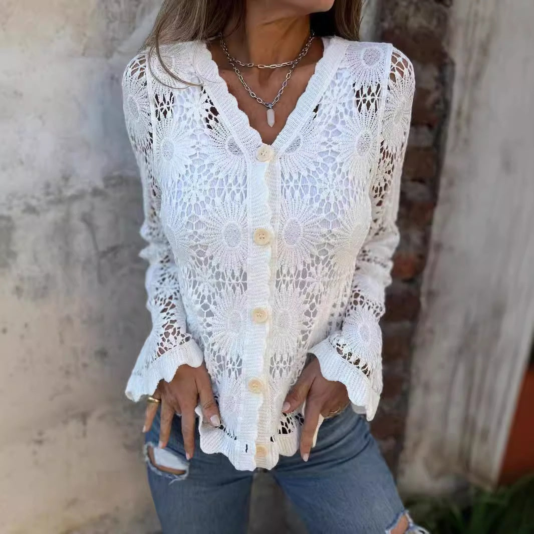 Veste pour femmes à manches longues et col en V
