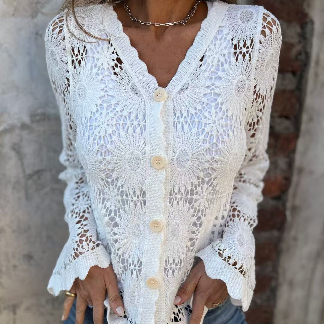 Veste pour femmes à manches longues et col en V