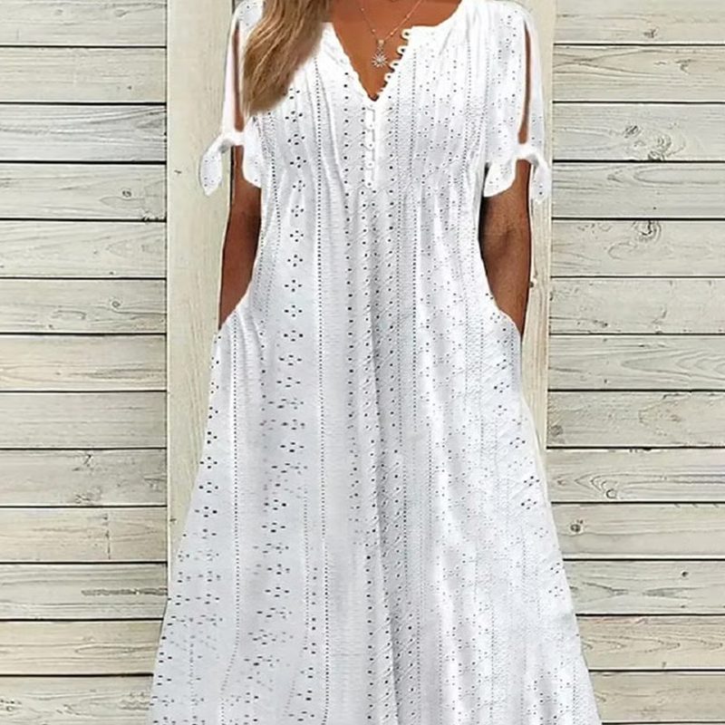Robe élégante à col en V et découpe pour femme