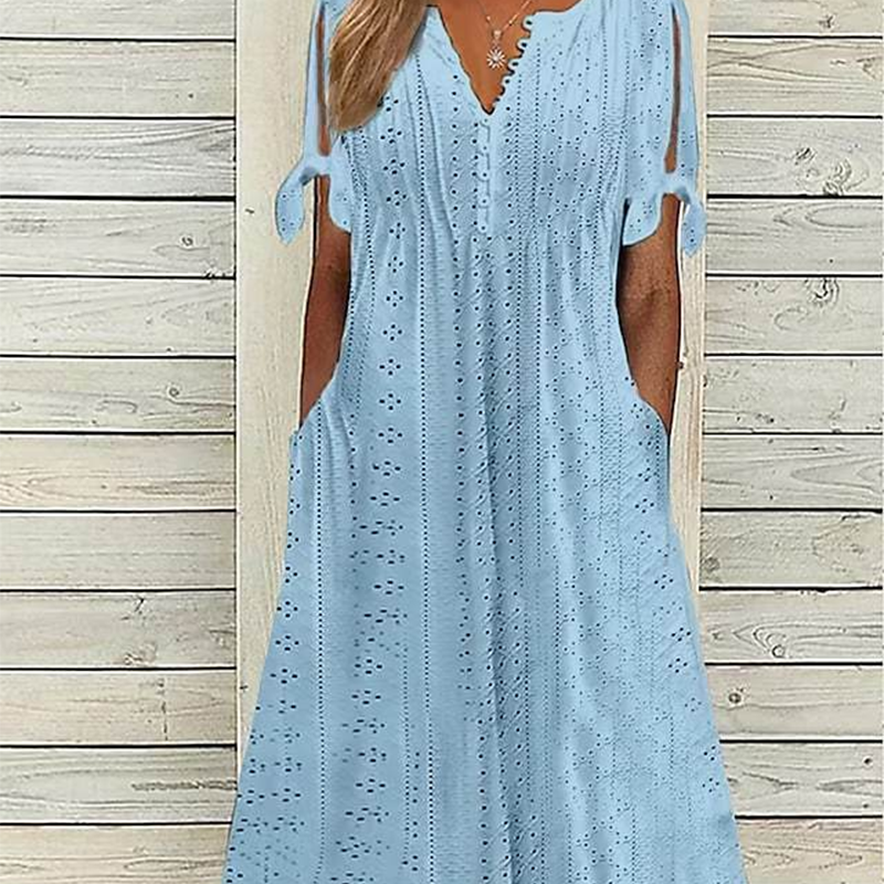 Robe élégante à col en V et découpe pour femme
