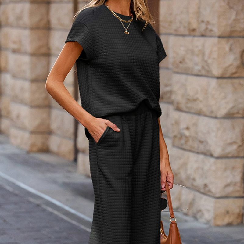 Ensemble 2 pièces décontracté pour femmes avec top en tricot et pantalon large