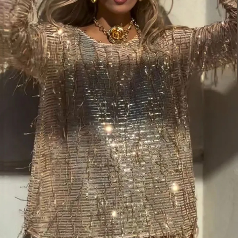 Ensemble 2 Pièces à Paillettes : Haut à Manches Longues et Short