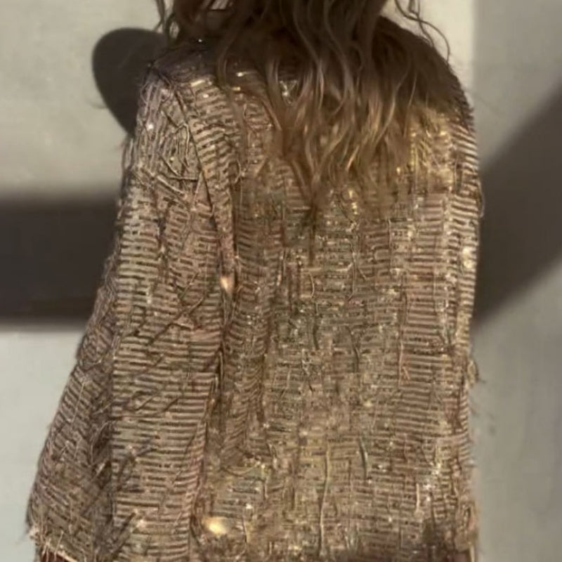 Ensemble 2 Pièces à Paillettes : Haut à Manches Longues et Short