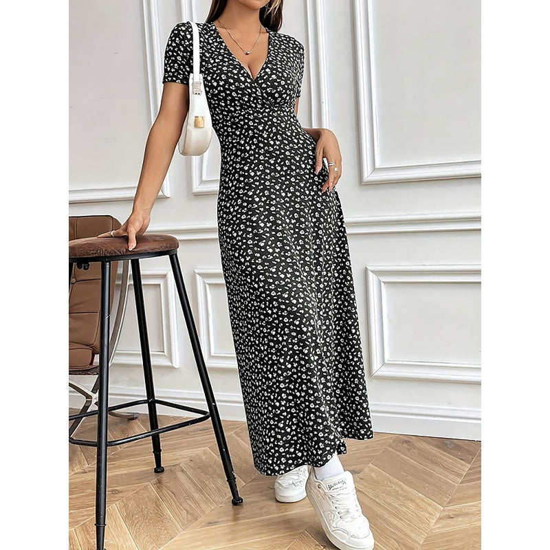 ⏳Durée limitée -50 %⏳Robe longue décontractée à fleurs et col en V pour femme