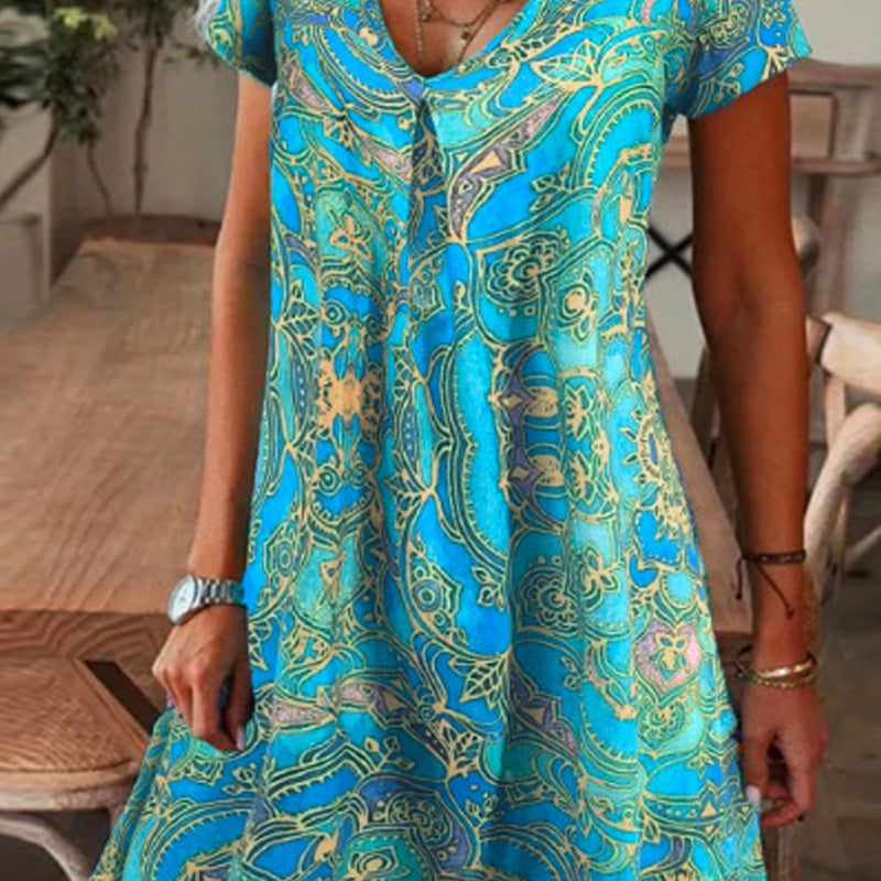 ✨2025 Hot Sale⌛Robe longue élégante à col en V et imprimé floral pour femmes