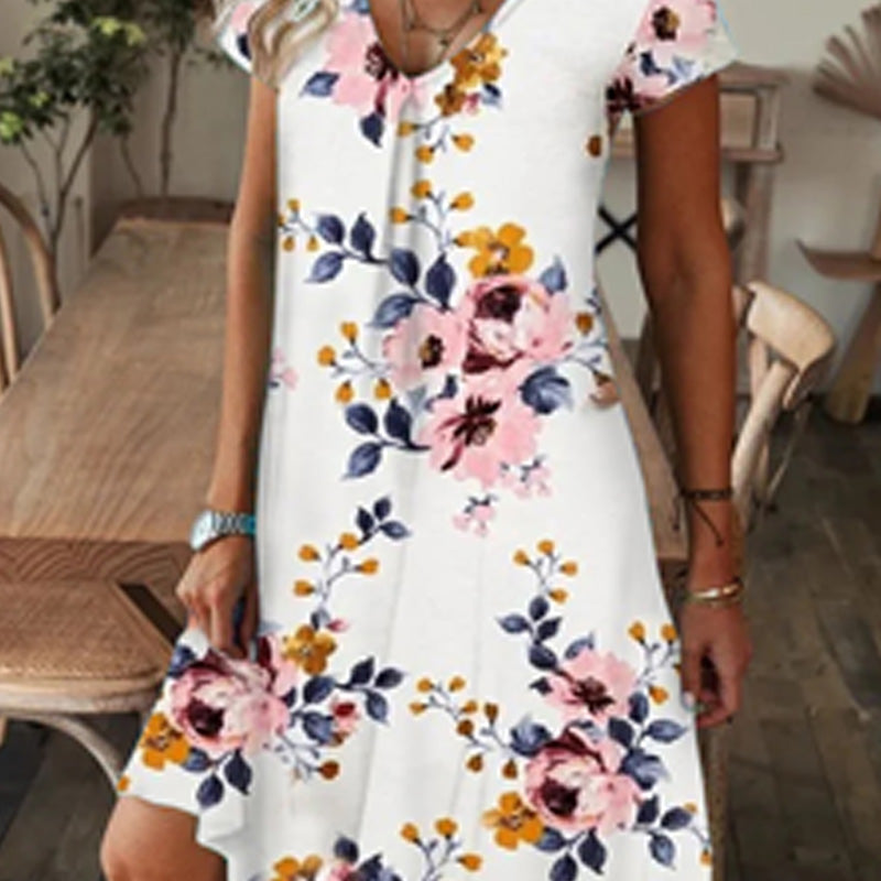 ✨2025 Hot Sale⌛Robe longue élégante à col en V et imprimé floral pour femmes