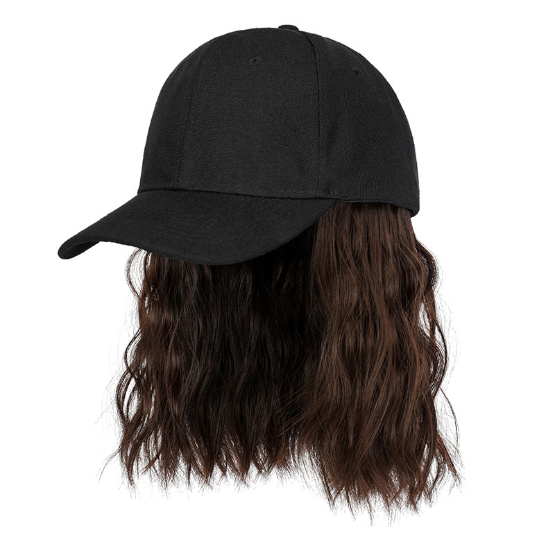 Perruque casquette de baseball 2 en 1 aux cheveux bouclés