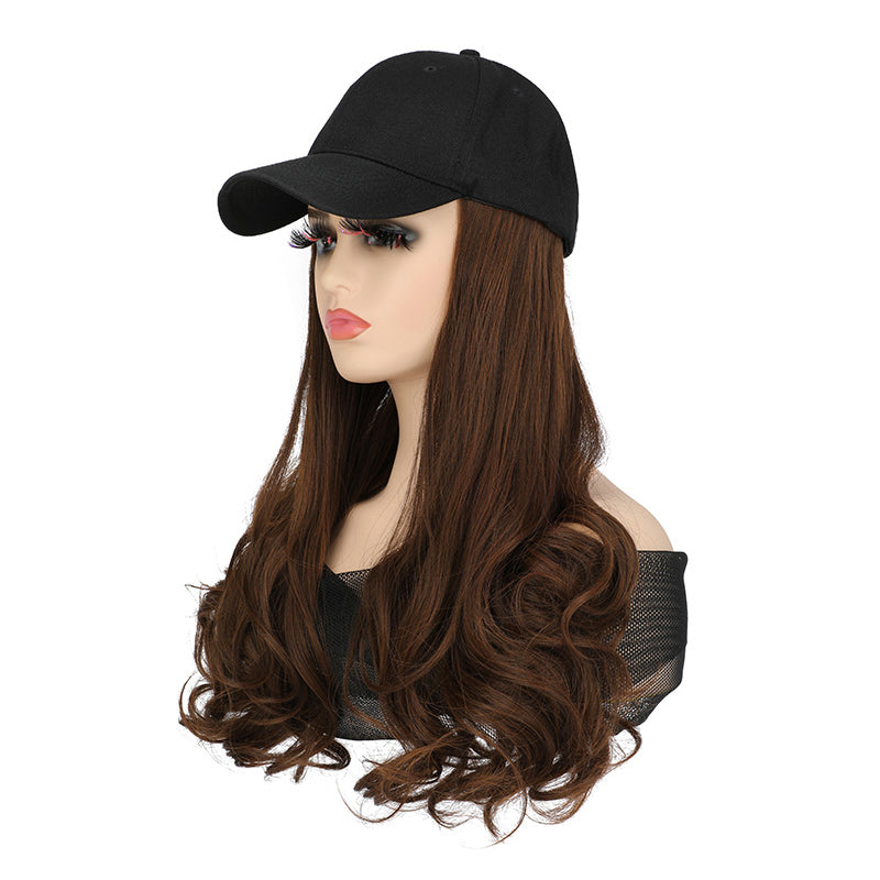 Perruque casquette de baseball 2 en 1 aux cheveux bouclés