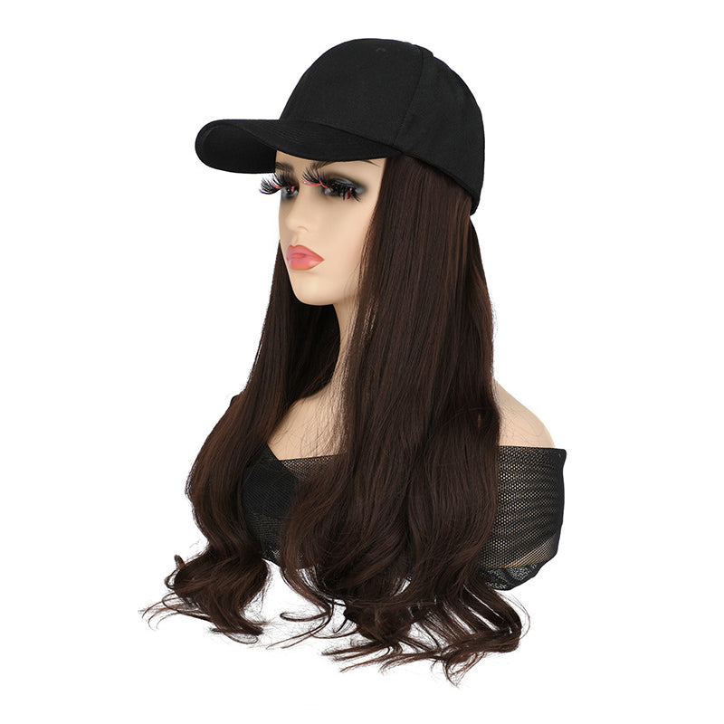 Perruque casquette de baseball 2 en 1 aux cheveux bouclés