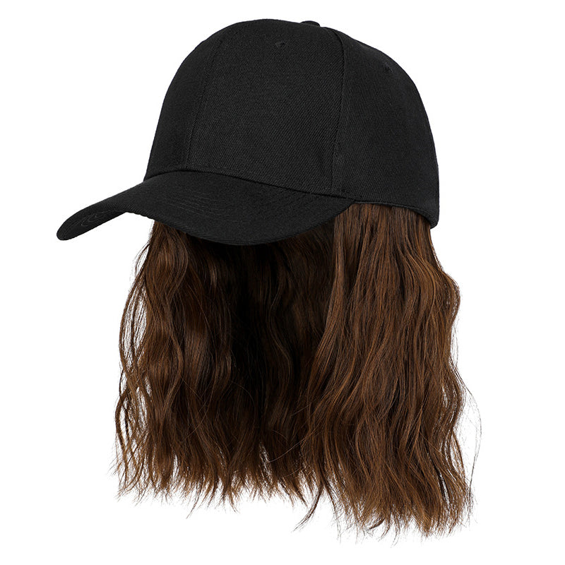 Perruque casquette de baseball 2 en 1 aux cheveux bouclés
