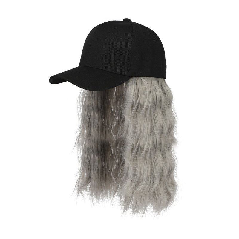Perruque casquette de baseball 2 en 1 aux cheveux bouclés