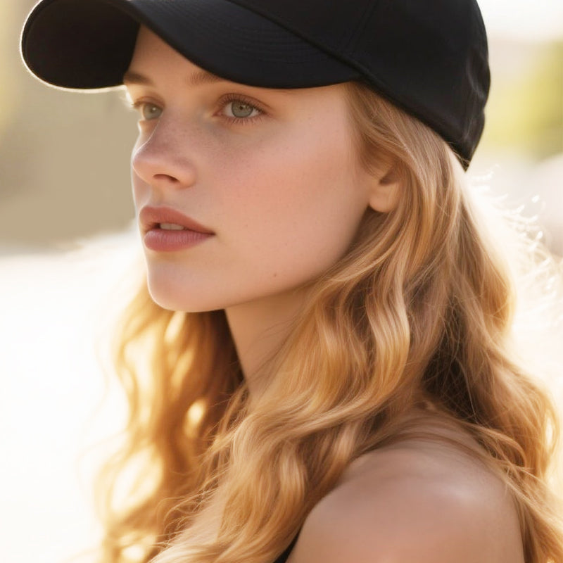 Perruque casquette de baseball 2 en 1 aux cheveux bouclés