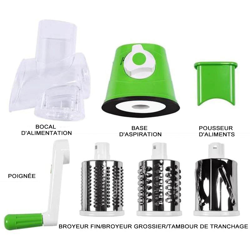 🥕Offre à durée limitée à moitié prix - Râpe à fromage et à légumes rotative 3 en 1