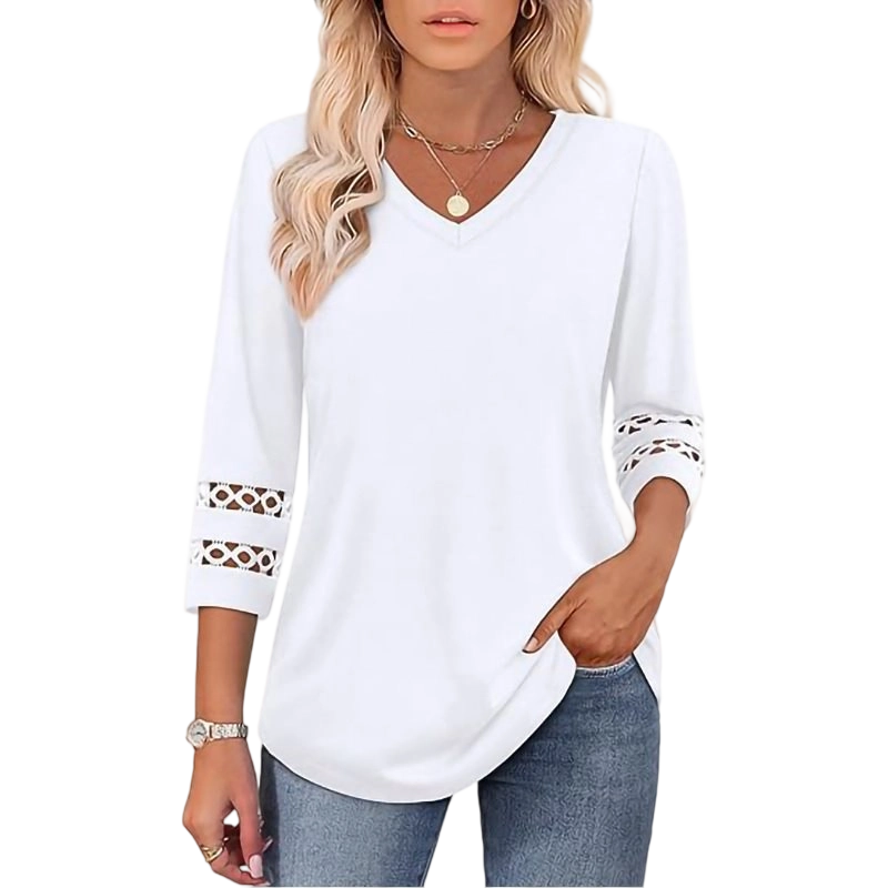 💥Dernier jour de la promotion spéciale 50 % de réduction💝Nouveauté 2025 : hauts à manches 3/4 pour femmes, t-shirts tendance à col en V