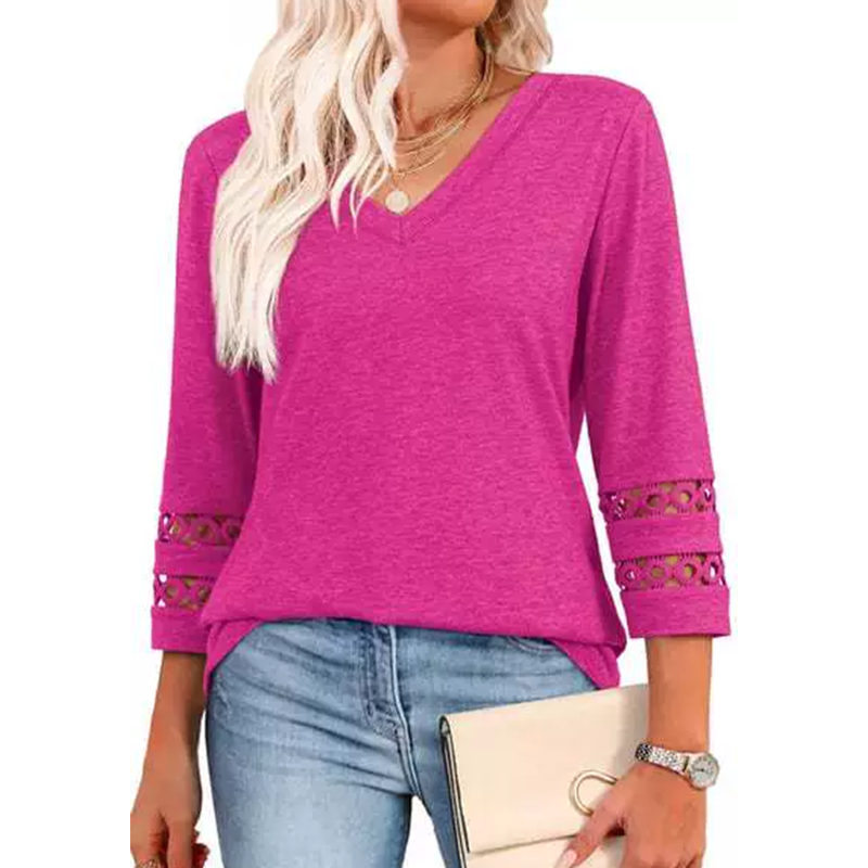 💥Dernier jour de la promotion spéciale 50 % de réduction💝Nouveauté 2025 : hauts à manches 3/4 pour femmes, t-shirts tendance à col en V