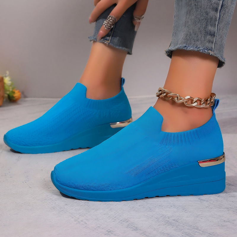 Chaussures en maille respirantes et confortables à semelles épaisses pour femmes