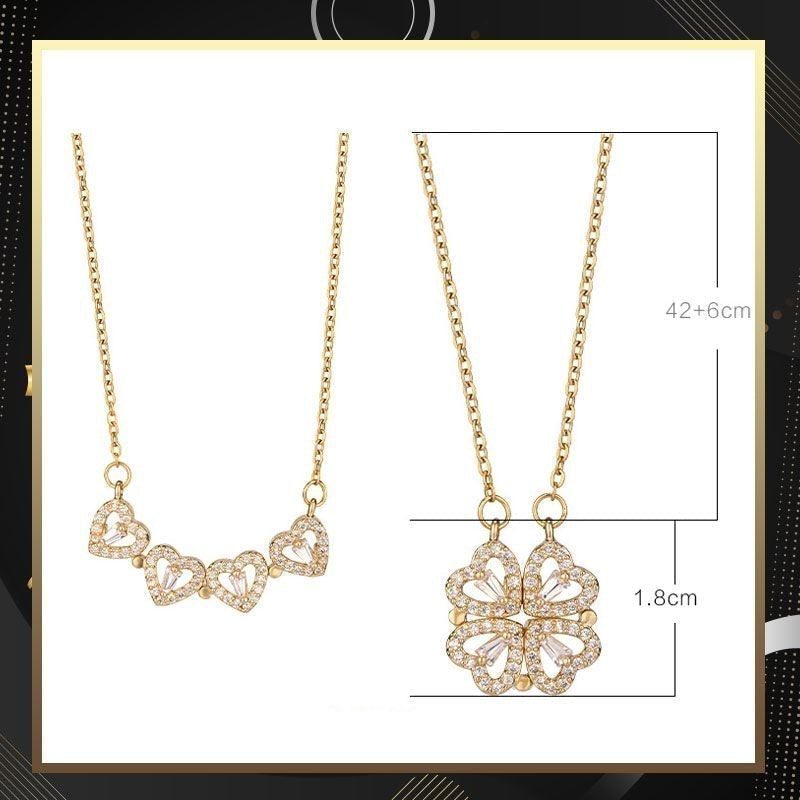 Collier en forme de cœur à quatre feuilles