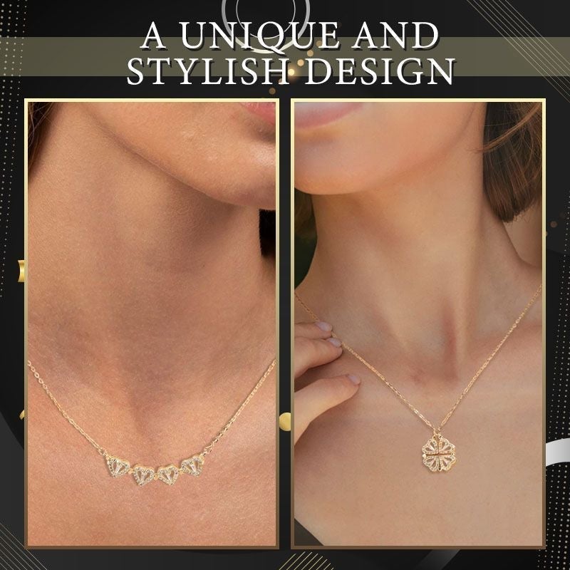 Collier en forme de cœur à quatre feuilles
