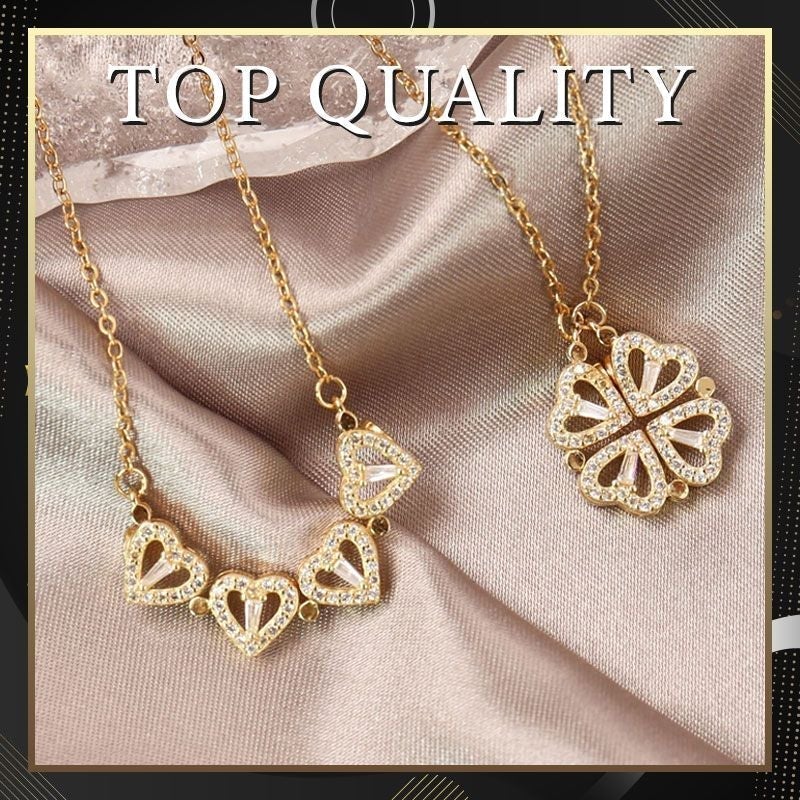 Collier en forme de cœur à quatre feuilles